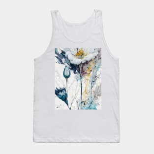 Abstract Flower vibrant Blue Splashes Tank Top